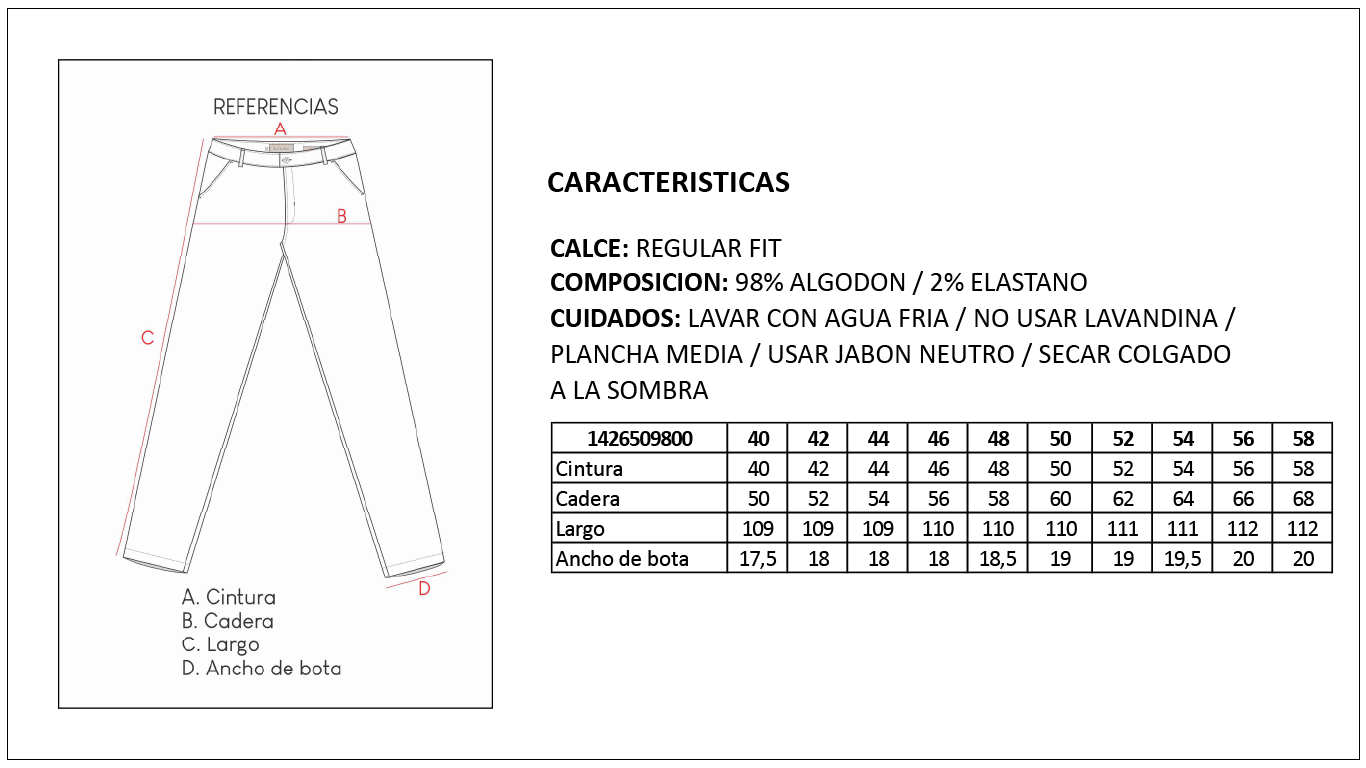 Tabla de Medidas Pantalones Britches